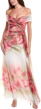 Badgley Mischka Gathered Chiffon Gown