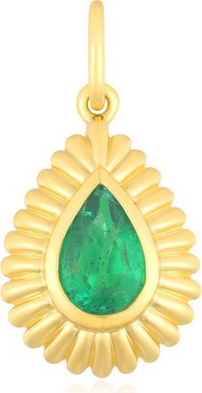 EF Collection Emerald Fluted Teardrop Charm in Gold at Nordstrom