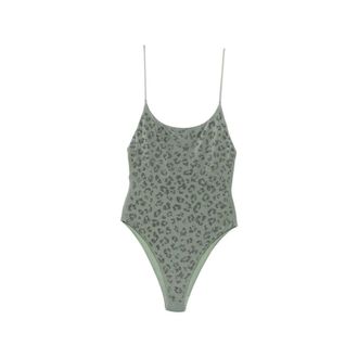 MC2 Saint Barth One-piece, female, Green, Size: XS 08603L Shiny Strass Leopard One-piece