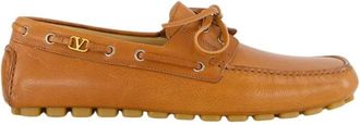 Valentino Garavani Tabak Leren Bootschoen Loafer - Heren - Bootschoenen - Bruin - 43 1/2 EU - Leer - Schoenen