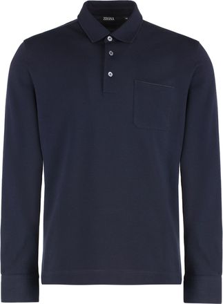 Ermenegildo Zegna Long Sleeve Cotton Polo Shirt