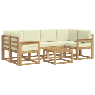vidaXL Conjunto De Sof&aacute;s De Exterior Con Coj&iacute;n 7 Pcs Blanco Y Crema Vidaxl
