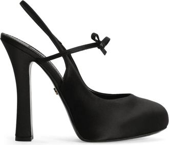 Dolce & Gabbana Zwarte elastische slingback hakken ronde neus - Dames - Pumps - Zwart - 40 EU - Schoenen