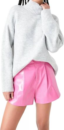 Grey Lab High Waisted Faux Leather Shorts In Pink