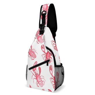 Generic Lobster Pattern Unisex Shoulder Bags Casual Crossbody Chest Bag Sling Backpack for Hiking Cycling Travel