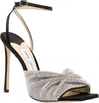 Jimmy Choo London Womens Nara 110 Crystal-Embellished Sandals In Black