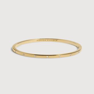 Monica Vinader Gold Essential Diamond Station Bangle Lab Grown Diamond