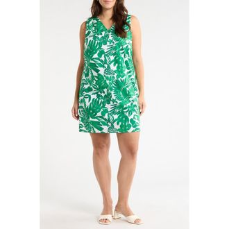 Sugarlips Masey Tropical Lerry Cotton Shift Minidress in White-Greens at Nordstrom, Size 2 X