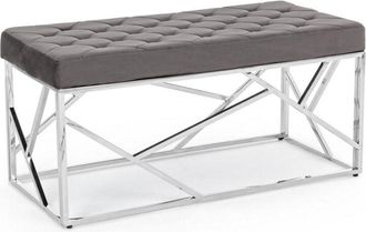 Hellin Hellin - Panchetta per interno Rayan con seduta in velluto, color grigio da 97 x 44 cm