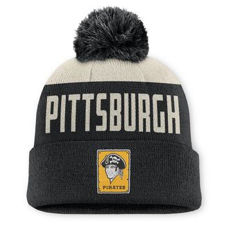 Nike Pittsburgh Pirates Cooperstown Peak Nike Mens MLB Cuffed Pom Beanie in White | NB1608COPBB-5JZ