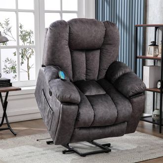 Matteo Electric Power Lift Massage Recliner Chair with Heat - Grey Fabric