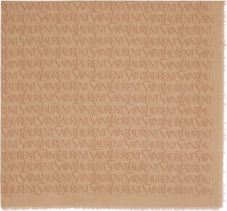 Saint Laurent Grote Vierkante Sjaal in Modal en Cashmere - Dames - Sjaals - Beige - ONE Size - Accessoires