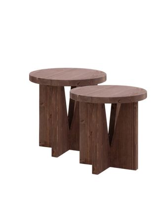 Deco Wood Pack 2 mesitas de noche de madera maciza nogal 40x40cm