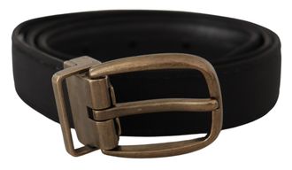 Dolce & Gabbana Mens Leather Belt Antique Buckle - Black - Size 80 cm
