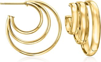 Ross-Simons Italian 14kt Yellow Gold Triple C-Hoop Earrings