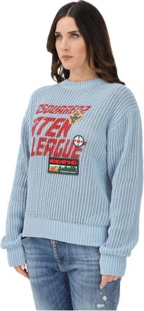 Dsquared2 Ronde hals trui - Dames - Ronde hals truien - Blauw - S - Truien & Vesten