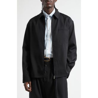 Jacquemus La Chemise Mecano Zip Workwear Shirt in Black at Nordstrom, Size 42 Us