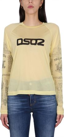 Dsquared2 Yellow Logo Round Neck T-Shirt
