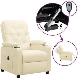 vidaXL Vidaxl - Sill&oacute;n Reclinable El&eacute;ctrico De Cuero Sint&eacute;tico Crema