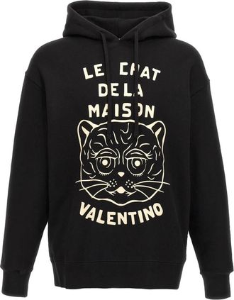 Valentino Garavani Cotton Sweatshirt With Le Chat De La Maison Patch - Heren - Hoodies - Zwart - M - Katoen - Hoodies & sweatvesten