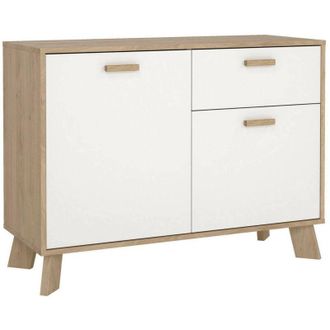 Dmora Credenza Deirdr, Buffet da soggiorno, Madia da salotto, Dispensa da cucina, 99x39 h73 cm, Rovere e Bianco - Dmora