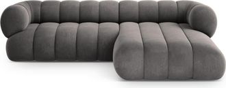 Cosmopolitan Design Sof&aacute; esquinero derecho 5 plazas de terciopelo gris