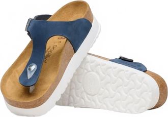 Birkenstock Womens Gizeh Pap Flex Platform Sandal In New Navy