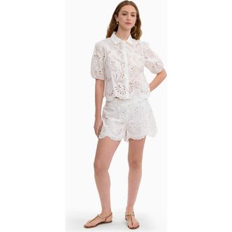 Rebecca Taylor Brielle Poplin Eyelet Shirt in Ivory at Nordstrom, Size X-Small