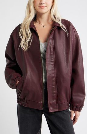 BP. Oversize Faux Leather Jacket in Burgundy at Nordstrom, Size Xx-Small