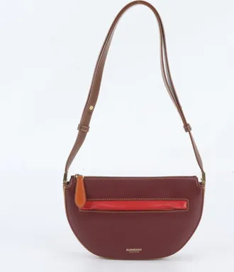 Burberry Brown Red Color Wine Leather Handbag Shoulder Bag Tote Bag (Pre-Owned)