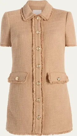 Cinq &agrave; Sept Pammy Button-Front Tweed Mini Dress