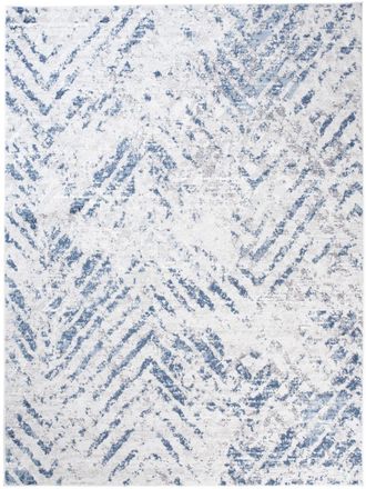Tapiso Alfombra de sal&oacute;n azul crema zigzags moteada 120 x 170 cm