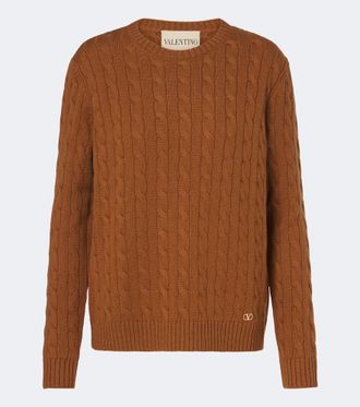 Valentino VLogo cable-knit cashmere sweater