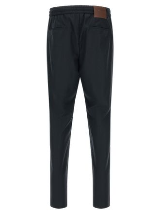 Kiton Virgin Wool Pleated Trousers - Navy