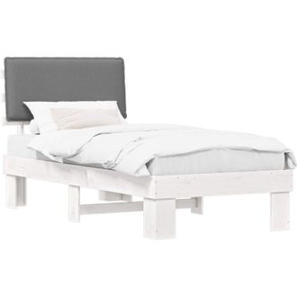 vidaXL Estructura De Cama Con Cabecera Tapizada Gris Claro 75 X 190 Cm Vidaxl