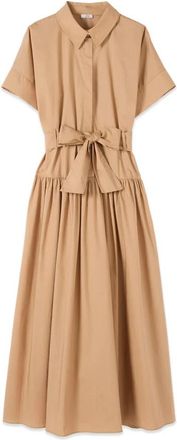 Oltre Poplin overhemdjurk met ceintuur - Dames - Casual kleedjes - Beige - XL - Katoen - Kleedjes