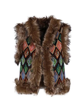 Golden Goose Gilet Ricamato In Shearling