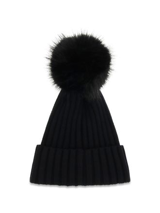 Moncler Womens Wool Hat With Pon Black Fleece Ovis Aries E Hairbands