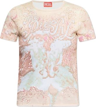 Diesel T-Bril T-shirt - Dames - T-shirts - Veelkleurig - L - Katoen - Tops