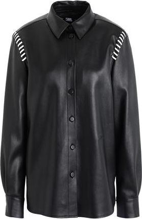 Karl Lagerfeld WHIPSTITCH FAUX LEATHER SHIRT