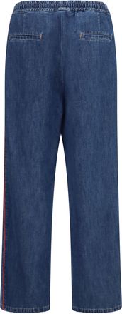 Valentino Womens Lightweight Wide-Leg Denim Pants Scuro Polyester; Cotton Trousers