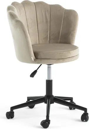 Siediti Fuori e Dentro Silla de escritorio regulable en altura en terciopelo beige con ruedas
