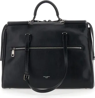 Dolce & Gabbana Mens Shoulder Bag Vittoria Black Leather Calfskin