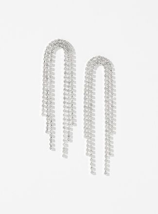 Simons Womens Long crystal-cascade earrings