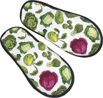 Generic Cartoon Broccoli Women Men Sliders Slip On House Slippers Lightweight House Shoes For Winter Bedroom Outdoor M