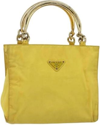 Prada Pre-owned Nylon Handbag - Dames - Vintage Handtas - Geel - ONE Size - Nylon - Vintage