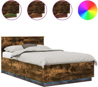 vidaXL Estructura De Cama Con Tiras Led Roble Ahumado 120 X 200 Cm Vidaxl