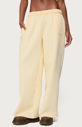 Edikted Wide Leg Sweatpants in Yellow at Nordstrom, Size X-Small