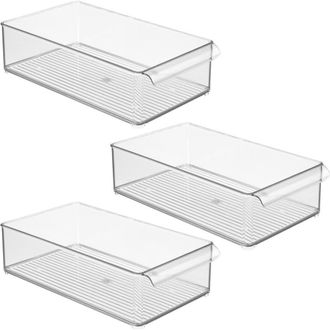 iDesign Large Stackable Fridge or Freezer Bin with Front Handle - Set of 3 - Clear at Nordstrom