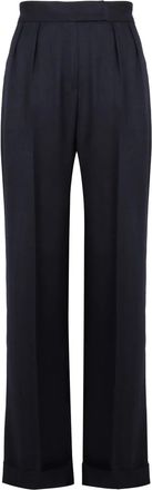 Kiton virgin wool straight-leg trousers - Blue